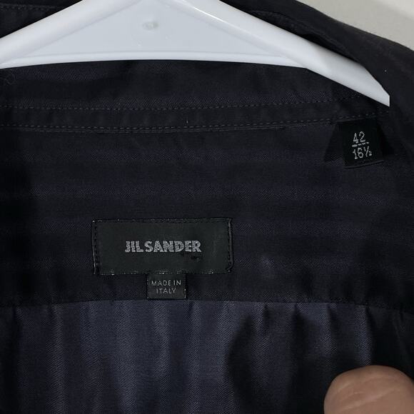 STUNNING JIL SANDER Black Shadow Stripe Dress Shirt 16.5 (42) Made in Italy - Picture 2 of 6